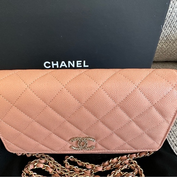 Brand New CHANEL 23P Beige Caviar GHW CC Wallet On Chain WOC with Receipt - Picture 11 of 14